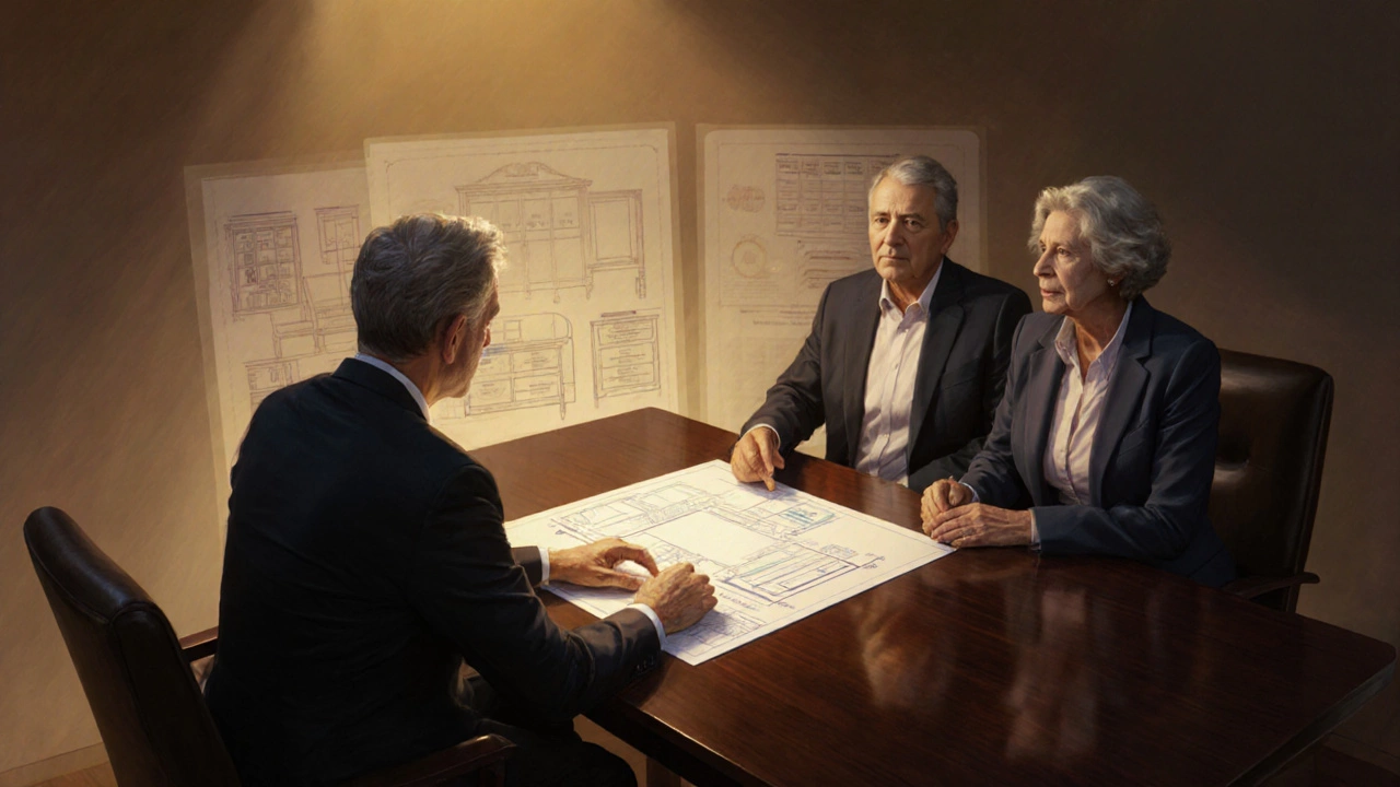 Couple receiving financial advice about furniture financing from an adviser.