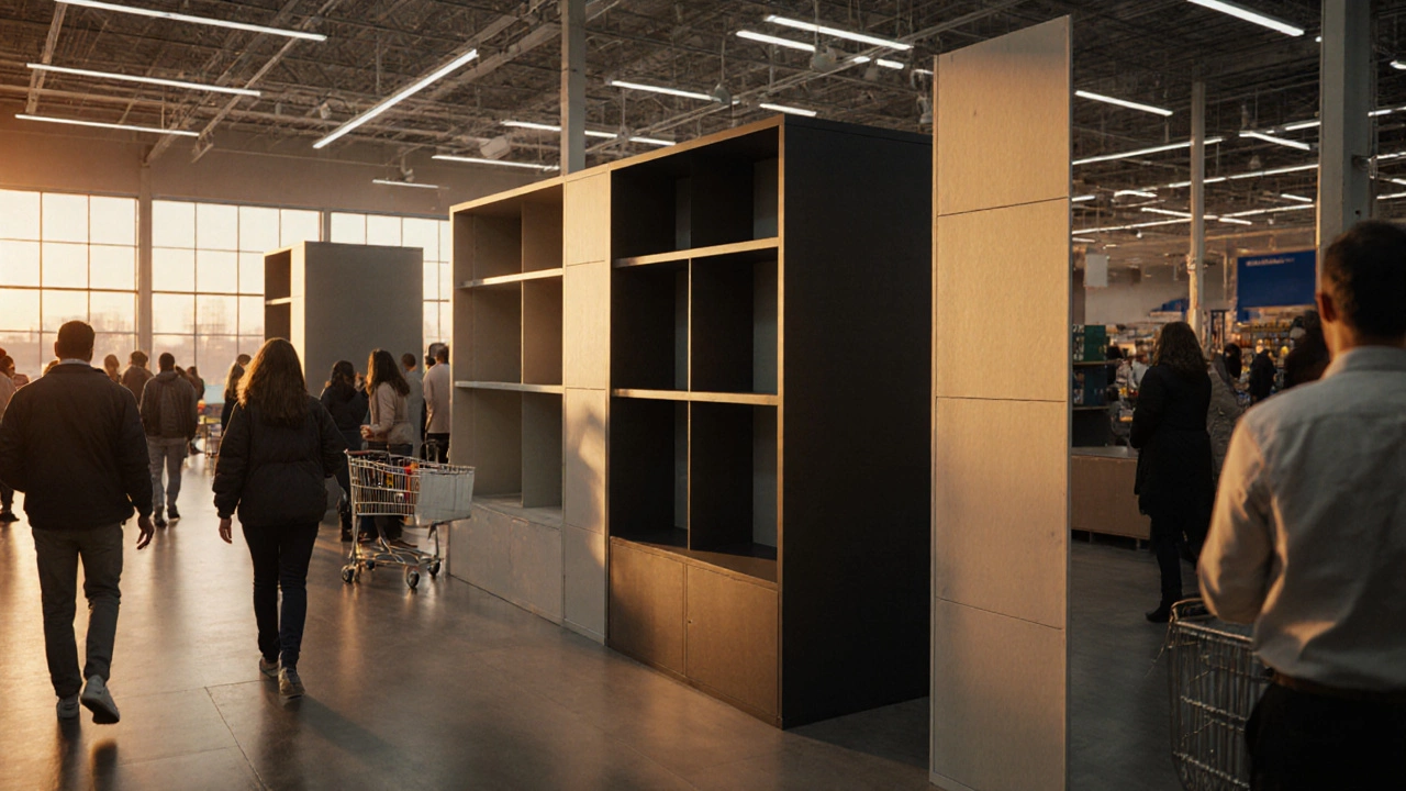 IKEA BILLY bookcase in various configurations in a bright showroom