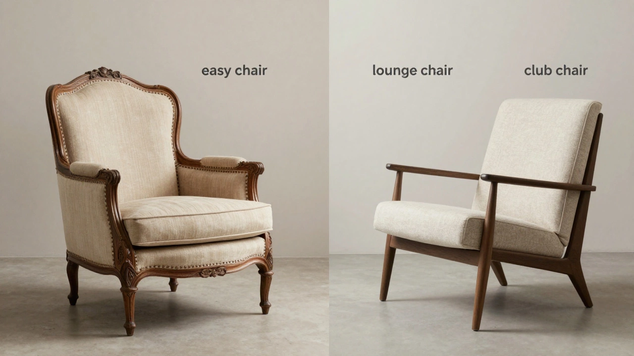 Comparison of vintage easy chair and modern lounge chair