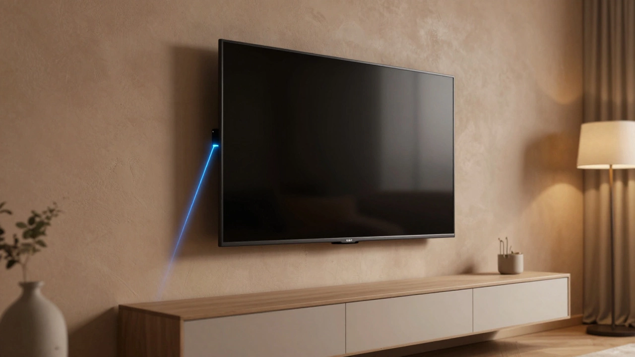 TV securely anchored to wall for safety in modern room