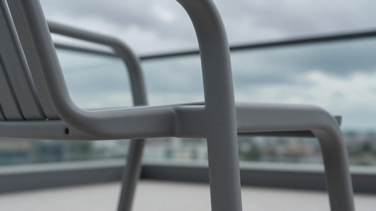 Close-up of sturdy powder-coated aluminum frame resisting weather