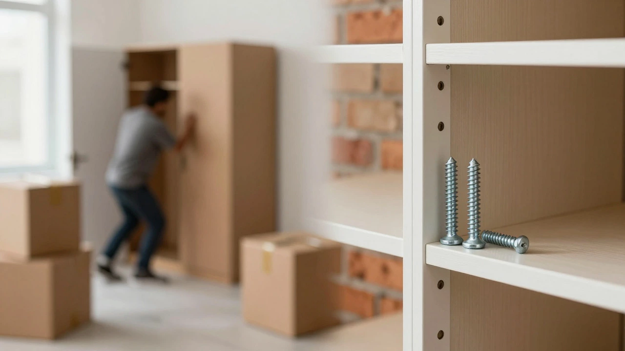 Contrast between movable furniture and permanent wall-mounted fixtures