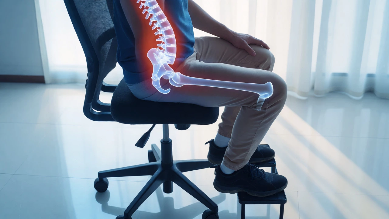 Person sitting high with open hips and good spinal curve
