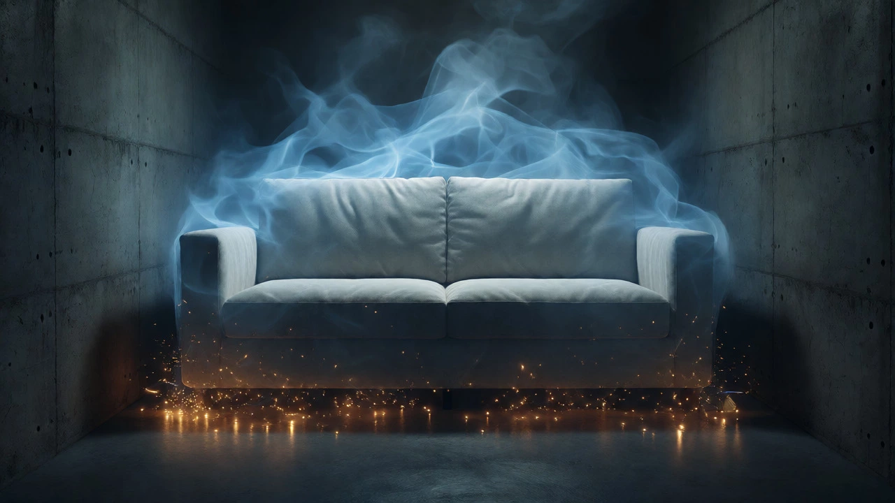Sealed couch protected from humidity and pests in storage